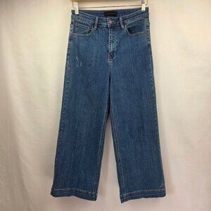 Risen Wide-Leg High-Rise Cropped Jeans Size 7 Medium Wash